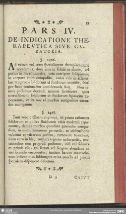 Pars IV. De Indicatione Therapeutica Sive Curatoria