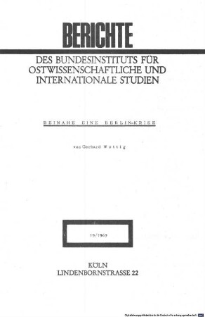 Beinahe eine Berlin-Krise