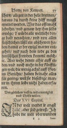 Das XVI Capitul.