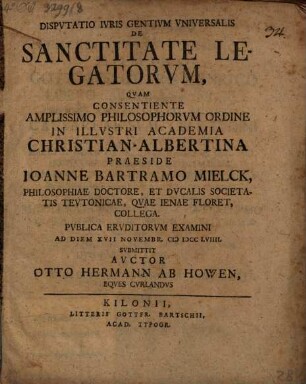 Disp. iur. gent. univ. de sanctitate legatorum