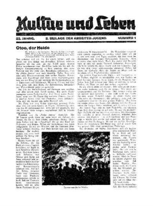 Kultur und Leben : 2. Beilage der "Arbeiter-Jugend"