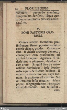 V. Boni Pastoris Gavdium