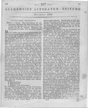 Grieben, L.: Neue Darstellung der verschiedenen Satzarten und Satzverbindungen der lateinischen Sprache für den Unterricht entworfen. Berlin: Nauck 1831