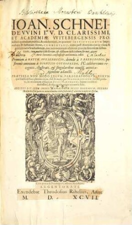In quatuor Institutionum imperialium Iustiniani libros commentarii