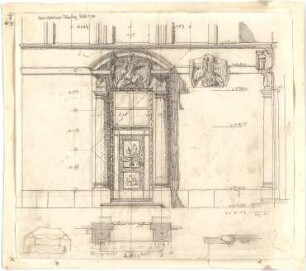 Fischer, Theodor; Nürnberg; Haus Adelsberger - Portal (Grundriss, Ansicht m. Schnitt, Detail)