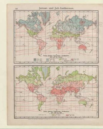 Januar- und Juli-Isothermen. II. Linien gleicher Temperatur (Isothermen) der Luft im Juli