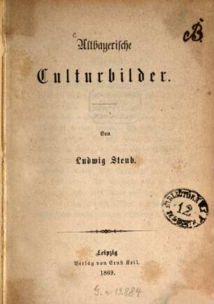 Altbayerische Culturbilder