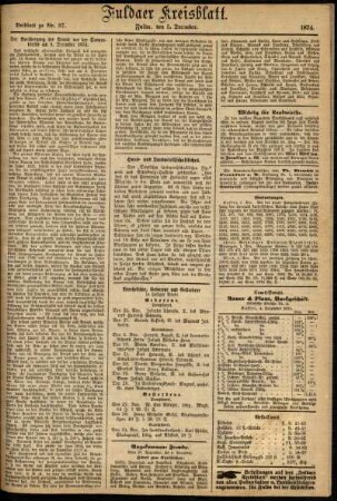 Zweite Ausgabe vom Samstag, den 05. Dezember 1874.