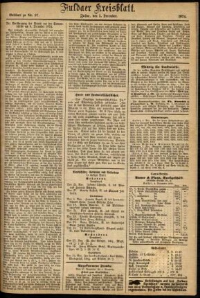 Zweite Ausgabe vom Samstag, den 05. Dezember 1874.