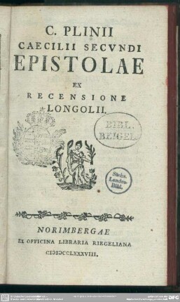 C. Plinii Caecilii Secundi Epistolae