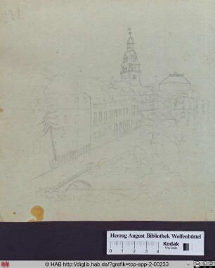 Ansicht der Wolfenbütteler Bibliothek und einiger angrenzender Bauwerke