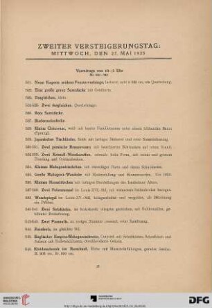 Zweiter Versteigerungstag (Nr. 521-738)