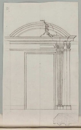 Rom?, Portal, Teilaufriss : Rom?, Portal, Teilaufriss, unbekannter Zeichner, 1. Hälfte 18. Jh. Feder, Graphit/Papier. 35,8 x 21,3 cm.