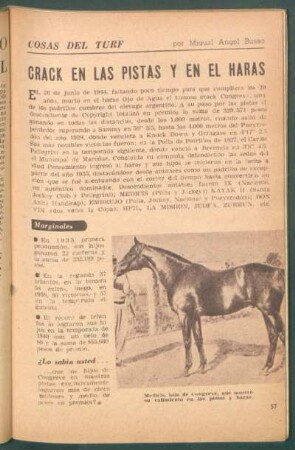 Crack en las pistas y en el haras : Cosas del turf