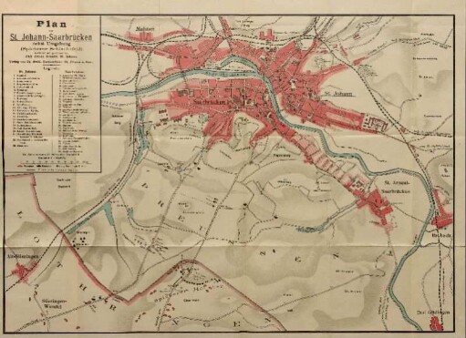Plan von St. Johann-Saarbrücken nebst Umgebung (Spicherer Schlachtfeld).