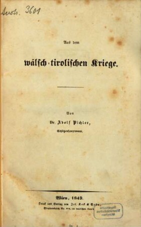 Aus dem wälsch-tirolischen Kriege