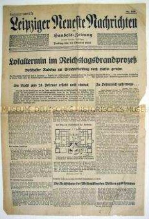 Tageszeitung "Leipziger Neueste Nachrichten" zum Reichstagsbrandprozess