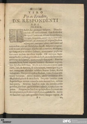 Viro Pio ac Erudito, Dn. Respondenti...