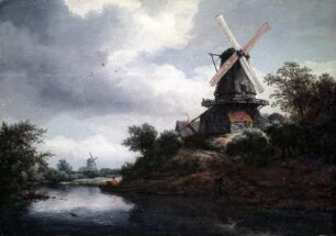 Windmühle am Ufer eines Flusses