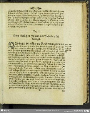 Cap. 12. Vom tödtlichen Hintrit und Absterben des Königs