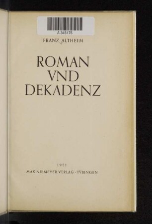 Roman und Dekadenz