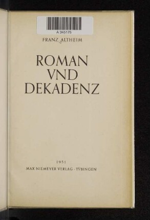 Roman und Dekadenz