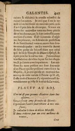 407-416, Placet Au Roi