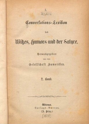 Bd 2: Conversations-Lexikon des Witzes, Humors und der Satyre