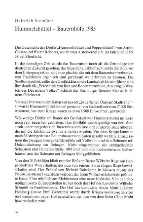 Hummelsbüttel - Bauernhöfe 1985