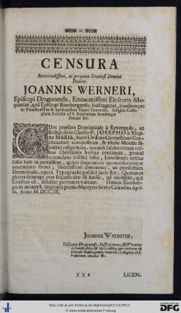 Censura; Licentia; Approbationes; Epigrammata.