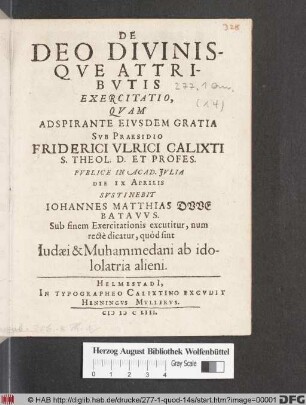 De Deo Divinisque Attributis Exercitatio