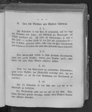II. Von den Meistern und Meisters Wittwen.