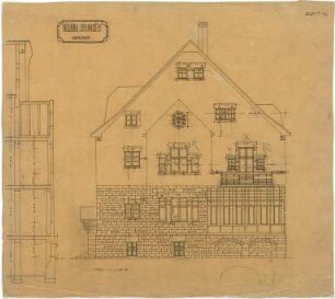 Billing, Hermann; Karlsruhe, Eisenlohrstr. 31; Haus Baumeister - Hinterfassade (Ansicht; Schnitt)