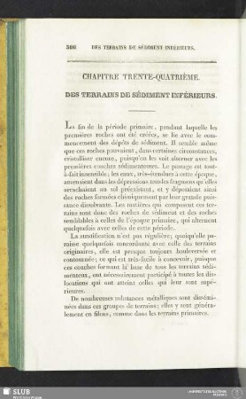 Chapitre trente-quatrième. Des terrains de sédiment inférieurs
