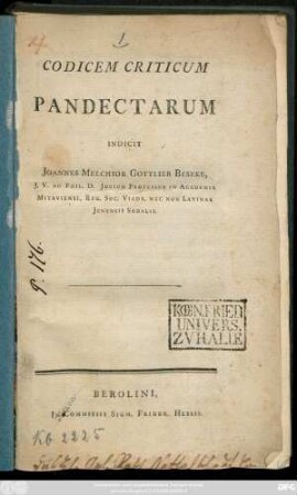 Codicem Criticum Pandectarum