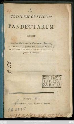 Codicem Criticum Pandectarum