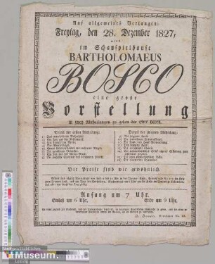 Bartholomaeus Bosco eine große Vorstellung