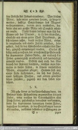[Von der Beschaffenheit derer Catarrhalischen Fieber, und ihrer Cur. §. 10. 11.]