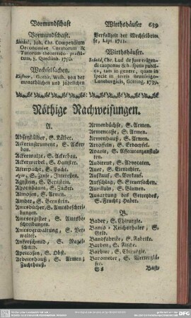 Nöthige Nachweisungen