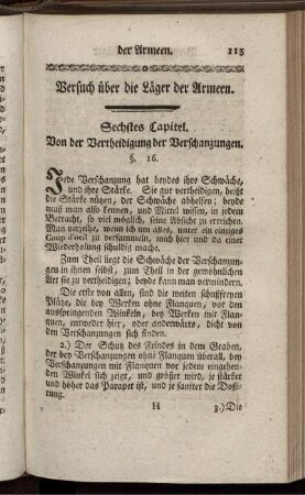 Sechstes Capitel. Von der Vertheidigung der Verschanzungen.