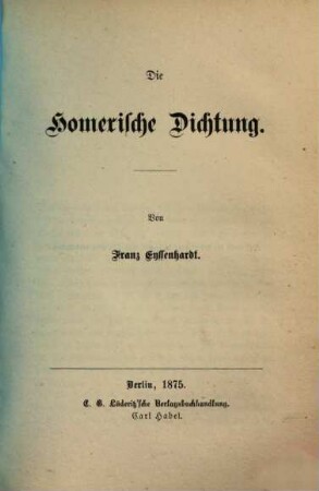 Die homerische Dichtung