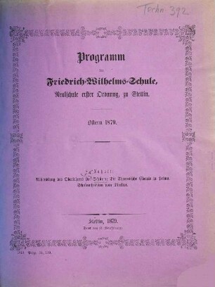 Programm : womit zur Entlassung der Abiturienten einladet, 1878/79