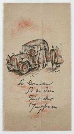 Kostümfest der Juryfreien. Berlin. Einladung zum Kostümfest der Juryfreien in den Räumen der Philharmonie, 6. Februar 1926, ausgerichtet von der Arbeitsgemeinschaft der Juryfreien e.V.