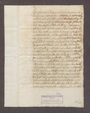 Erbhuldigungsrevers der Stadt und des Amtes Stollhofen gegen den Markgrafen Ludwig Wilhelm I. von Baden-Durlach als dessen Leibeigene