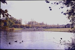 Berlin, Schlossgarten Charlottenburg, Blick über den Karpfenteich Richtung Südosten.