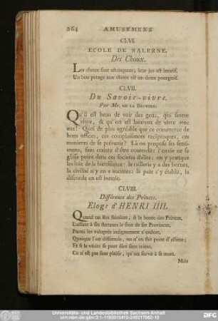 CLVIII. Différence des Princes. Eloge d'Henri IIII.