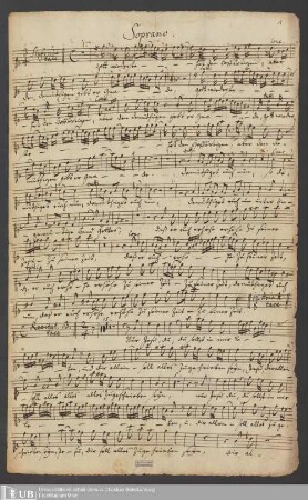 Ms. Ff. Mus. 1076 - Am 17 Sonnt. nach Trinit. : Gott wiederstehet den Hoffärtigen, aber den p. p. : S. A. T. B., 2 violini, 2 hautbois se piacè, 1 viola, violoncello et organo : 1727