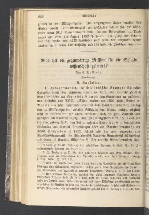 Was hat die gegenwärtige Mission für die Sprachwissenschaft geleistet?
