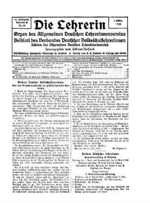 Verband Deutscher Volksschullehrerinnen : aus dem Verhandlungsbericht des geschäftsführenden Ausschusses