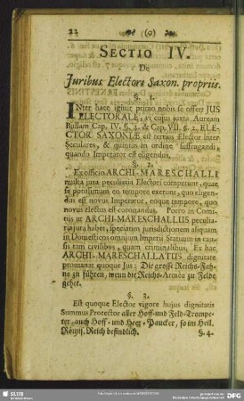 Sectio IV. De Juribus Electori Saxon. propriis